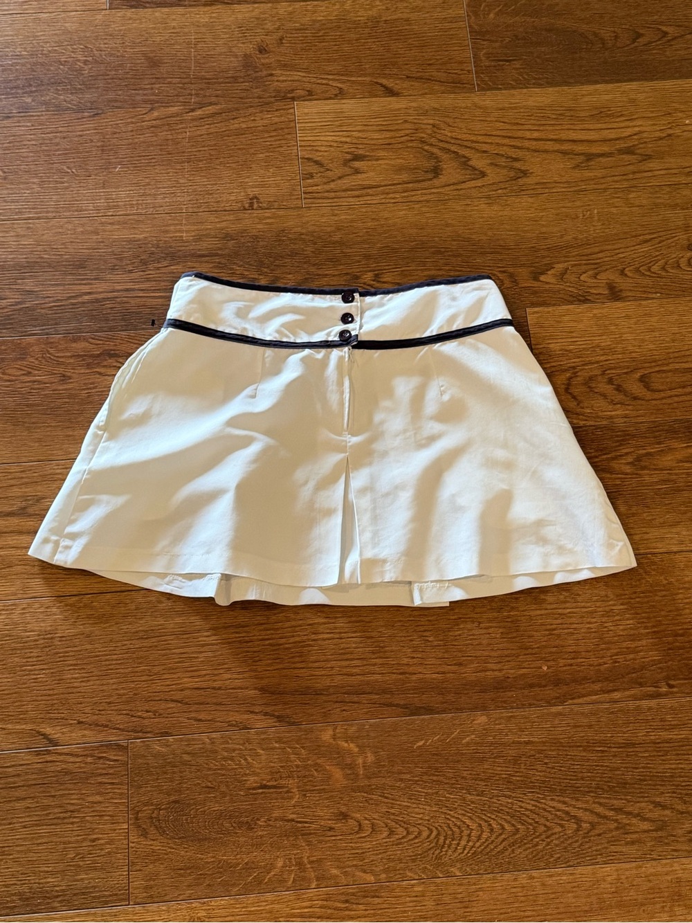 Wilson White Circle Skirt with Navy Trim